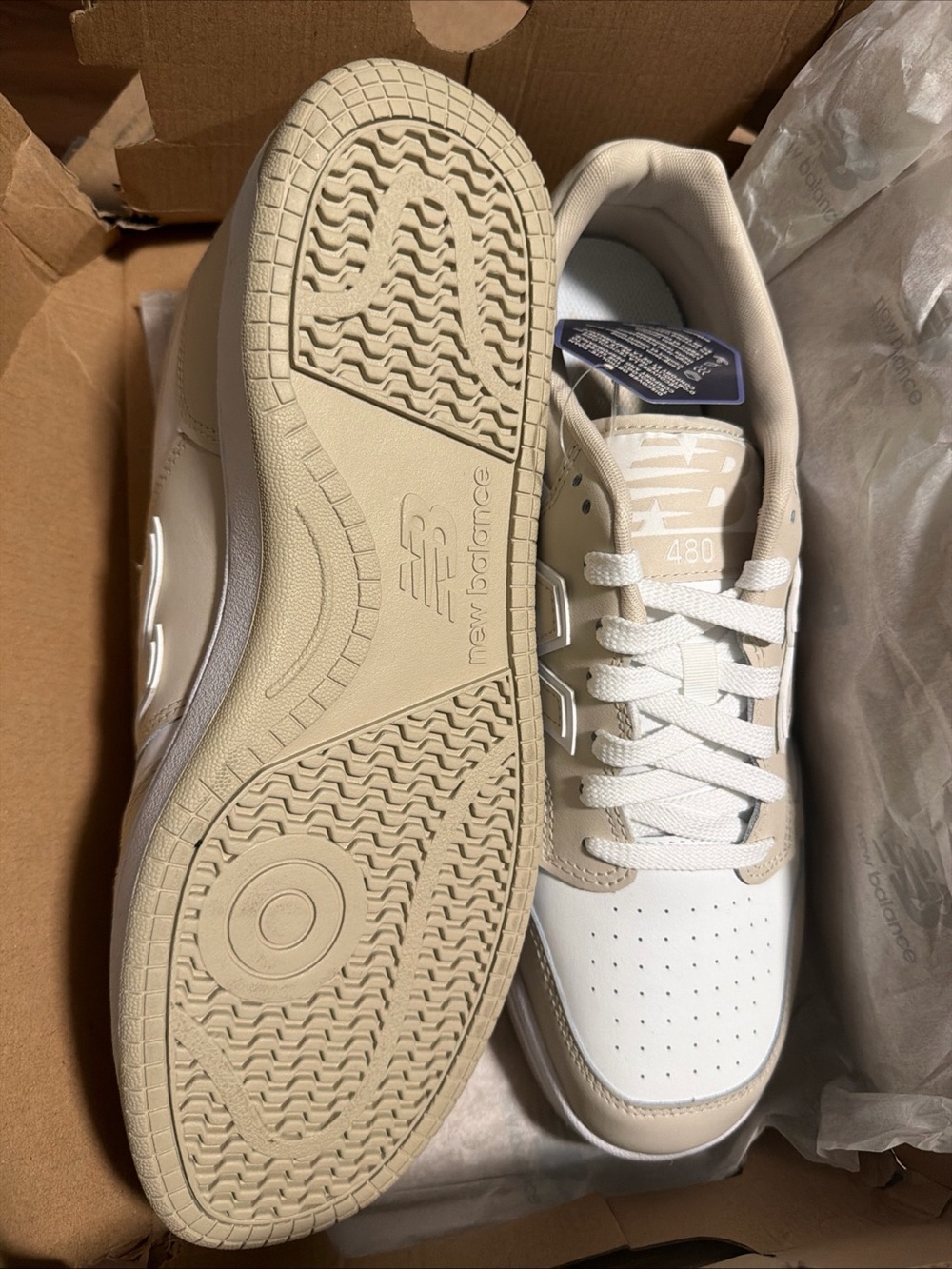 New Balance Men’s 480 Low Tan/White New 11.5 - Picture 4 of 5